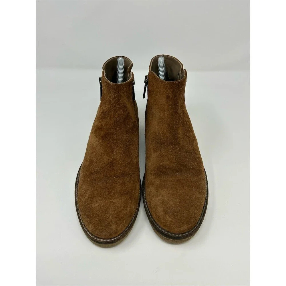 Italeau Foliana Womens Ankle Booties Cognac Brown Side Zip Waterproof Size 38.5